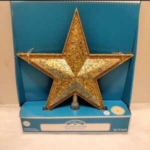 Holiday Time 10.75-inch LED Gold Star Christmas Tree Topper with 18 Lights